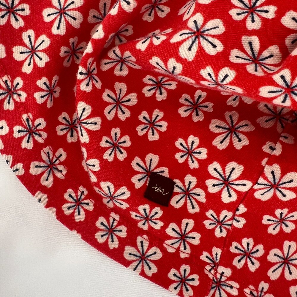 Tea Collection Floral Dress Girls 6 Red Long Sleeve Ruffle Smocked Fall Layered - Picture 5 of 5